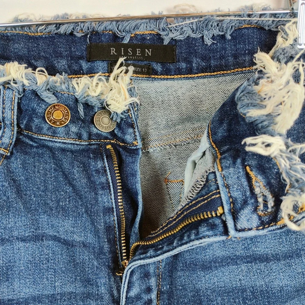 Risen Los Angeles Distressed Jeans Women's 13/31 Raw Waist Raw Hem